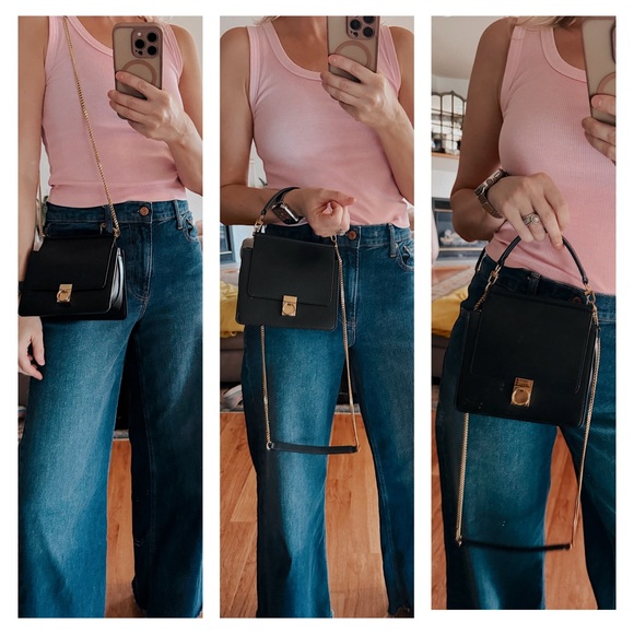 SOLD ❤️polene Numéro Sept Mini smooth leather chain crossbody top handle bl - Picture 7 of 17